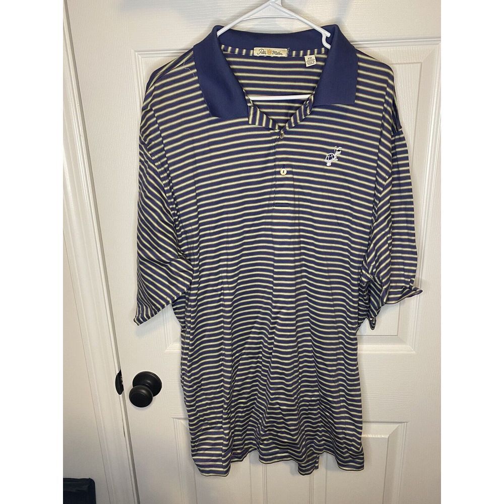 Peter Millar Polo Striped Golf Shirt Mens Size XXL Double Mercerized Turtle Logo